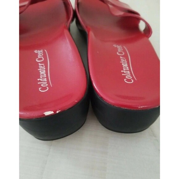 Coldwater Creek Red Leather Criss Cross Slip-On Sandals Size 10M Used - Picture 6 of 7